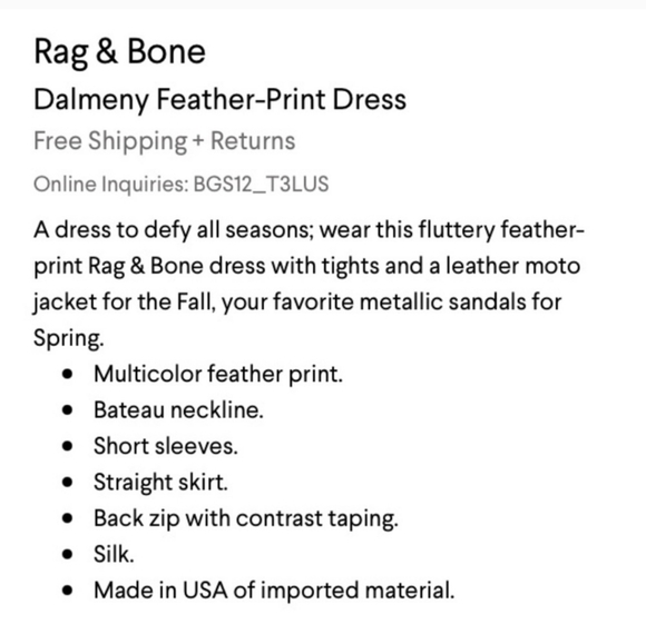 Rag & bone dalmeny feather print dress - Picture 4 of 6
